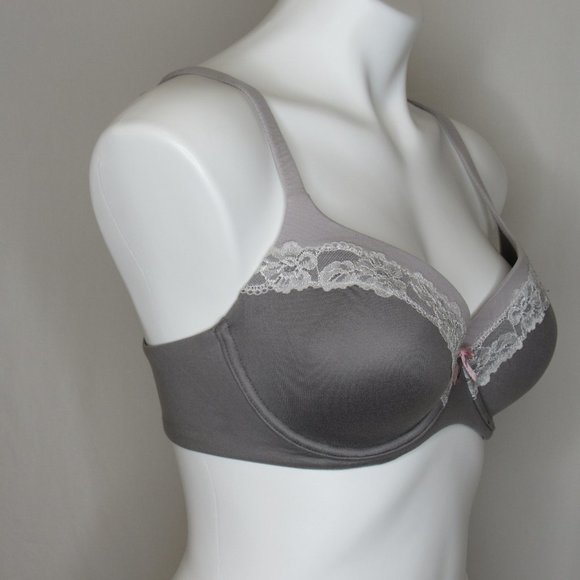 Victoria's Secret Body by Victoria Lined Demi Gray Lace Trim Bra 34D - Picture 5 of 9